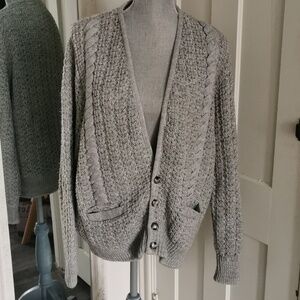 Vintage grey eclectic Grampa unisex cardigan.  Size Large. EUC